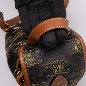 CELINE MINI BACKPACK FOLCO TRIOMPHE CANVAS / CALFSKIN BLACK GHW