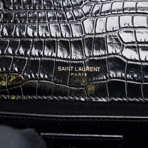 SAINT LAURENT SMALL KATE BAG WITH TASSEL CROC-EMBOSSED LEATHER BLACK GHW