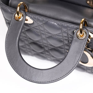 CHRISTIAN DIOR MY ABC DIOR SMALL LADY DIOR LAMBSKIN DARK GREY GHW