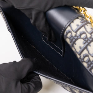 CHRISTIAN DIOR 30 MONTAIGNE CHAIN BAG OBLIQUE JACQUARD BLUE GHW