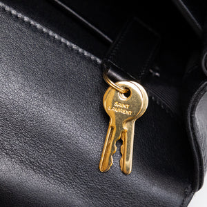 SAINT LAURENT SAC MOUJIK TOP HANDLE BLACK GRAINED LEATHER GHW