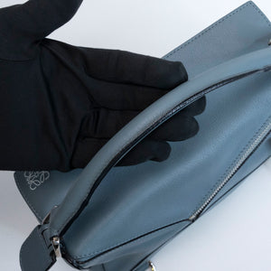 LOEWE SMALL PUZZLE BAG CALFSKIN STONE BLUE SHW