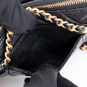 CHANEL 22S SHINY CAVIAR PICK ME UP FLAP BELT BAG BLACK CALFSKIN GHW