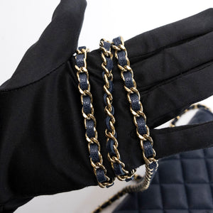 CHANEL CLASSIC WALLET ON CHAIN CAVIAR NAVY GHW (MICROCHIP)