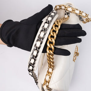 CHANEL SMALL 19 BAG WHITE LAMBSKIN MULTICOLOUR HARDWARE