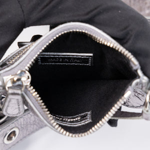 BALENCIAGA LE CAGOLE XS SHOULDER BAG ARENA CRACKED LAMBSKIN GREY SHW