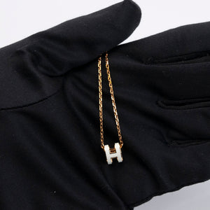 HERMES MINI POP H NECKLACE BLANC GHW
