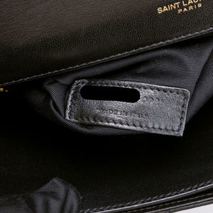 SAINT LAURENT GABY QUILTED SATCHEL BAG BLACK LAMBSKIN LEATHER GHW