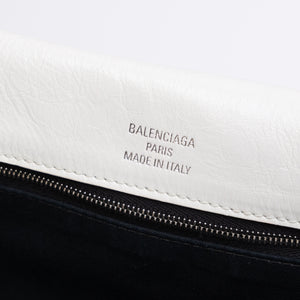 BALENCIAGA SOFT FLAP BAG WHITE CALFSKIN LEATHER SHW