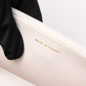 CHANEL TOP HANDLE WALLET ON CHAIN WHITE LAMBSKIN LEATHER GHW (MICROCHIP)