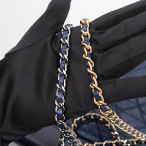 CHANEL SMALL GABRIELLE BACKPACK AGED CALFSKIN NAVY BLUE / BLACK RUTHENIUM HARDWARE