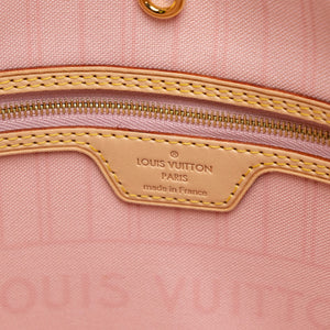 LOUIS VUITTON NEVERFULL MM DAMIER AZUR CANVAS ROSE BALLERINE GHW