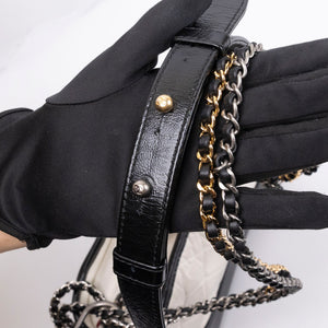 CHANEL SMALL GABRIELLE HOBO BAG WHITE / BLACK CALFSKIN LEATHER GOLD / SILVER TONE / RUTHENIUM TONE
