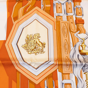 HERMES BRIDES ET DESTIN SILK SCARF ORANGE 90 CM