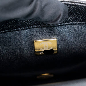 CHANEL COCO LOVE FLAP BAG BLACK CAVIAR GHW (MICROCHIP)
