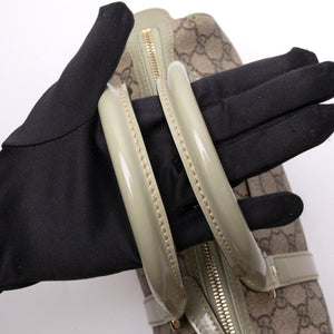 GUCCI GG MONOGRAM MINI JOY BOSTON BAG BEIGE / GREEN GHW
