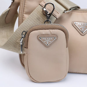 PRADA RE-EDITION 2005 SHOULDER BAG RE-NYLON BEIGE SHW