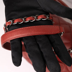 CHANEL MEDIUM COCO HANDLE FLAP BAG RED CAVIAR LEATHER SHW