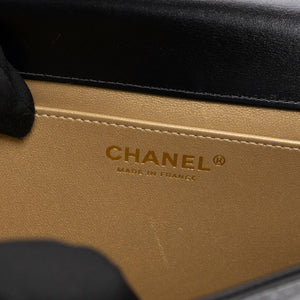 CHANEL GOLD CRUSH SMALL FLAP BAG BLACK CALFSKIN GHW (MICROCHIP)