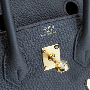 HERMES BIRKIN 25 VEAU TOGO PLOMB GHW STAMP K