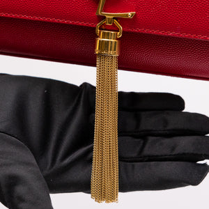 SAINT LAURENT KATE BAG MEDIUM RED CALFSKIN LEATHER GHW