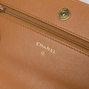 CHANEL 19 WALLET ON CHAIN LAMBSKIN CARAMEL MULTICOLOUR HARDWARE(MICROCHIP))