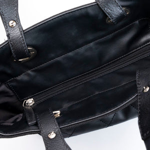 CHANEL SMALL QUILTED COATED CANVAS PARIS BIARRITZ TOTE BAG BLACK SHW