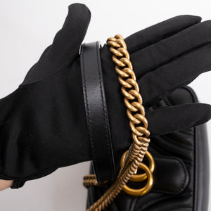 GUCCI GG MARMONT SMALL SHOULDER BAG CALFSKIN BLACK GHW