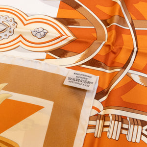 HERMES BRIDES ET DESTIN SILK SCARF ORANGE 90 CM