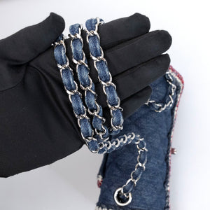 CHANEL DENIM MINI FLAP BAG BLUE WITH TWEED SHW