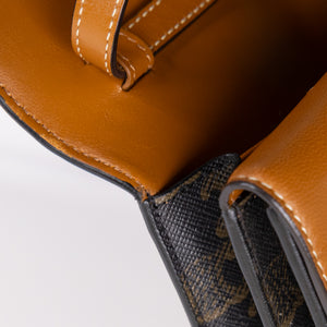 CELINE DOUBLE FLAP TRIOMPHE CANVAS WALLET ON STRAP