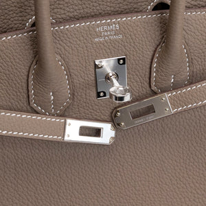 HERMES BIRKIN 25 ETOUPE TOGO LEATHER SHW STAMP K