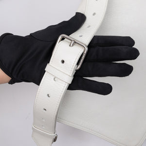 BALENCIAGA SOFT FLAP BAG WHITE CALFSKIN LEATHER SHW