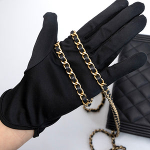 CHANEL BOY WOC WALLET ON CHAIN BLACK LAMBSKIN LEATHER GHW
