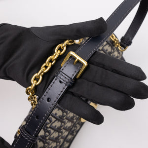CHRISTIAN DIOR 30 MONTAIGNE CHAIN BAG OBLIQUE JACQUARD BLUE GHW