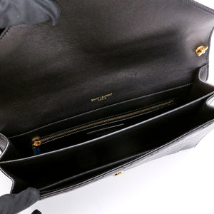 SAINT LAURENT GABY QUILTED SATCHEL BAG BLACK LAMBSKIN LEATHER GHW