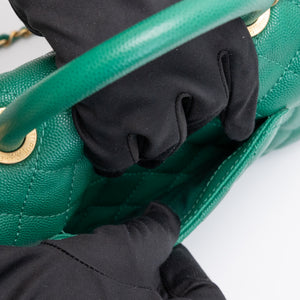CHANEL SMALL COCO HANDLE CAVIAR GREEN LGHW
