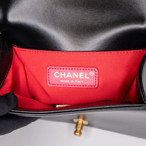 CHANEL 22C MINI BOY BAG CALFSKIN LEATHER GHW(MICROCHIP)