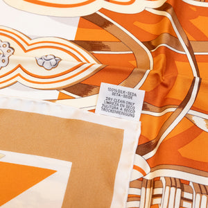 HERMES BRIDES ET DESTIN SILK SCARF ORANGE 90 CM
