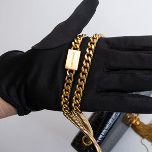SAINT LAURENT SMALL KATE BAG WITH TASSEL CROC-EMBOSSED LEATHER BLACK GHW