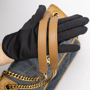 SAINT LAURENT MEDIUM NIKKI SHOULDER BAG DENIM BLUE / CINNAMON GHW