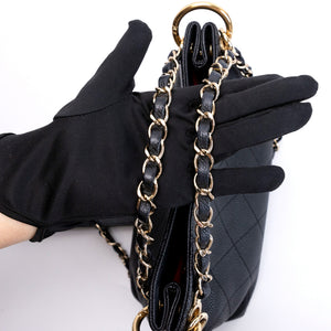 CHANEL SMALL CITY WALK HOBO BLACK CAVIAR QUILTED LEATHER GHW