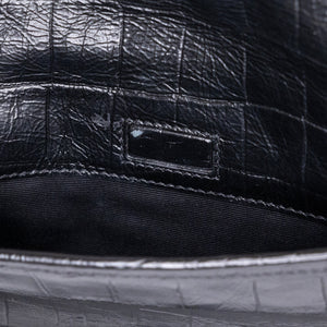 SAINT LAURENT MEDIUM NIKI BAG CROCODILE-EMBOSSED BLACK CALFSKIN BLACK HARDWARE