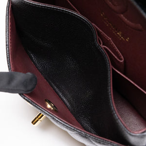 CHANEL SMALL CLASSIC DOUBLE FLAP BAG BLACK CAVIAR LEATHER GHW (MICROCHIP)