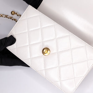 CHANEL 24C GOLD CRUSH MINI FLAP BAG WHITE CALFSKIN GHW (MICROCHIP)