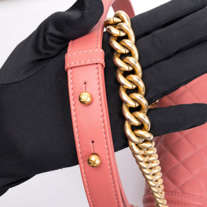 CHANEL SMALL LE BOY BAG PINK LAMBSKIN LEATHER GHW