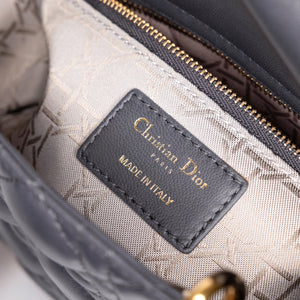 CHRISTIAN DIOR MY ABC DIOR SMALL LADY DIOR LAMBSKIN DARK GREY GHW