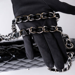 CHANEL JUMBO CLASSIC DOUBLE FLAP BAG PATENT BLACK SHW