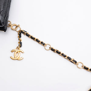 CHANEL 22S SHINY CAVIAR PICK ME UP FLAP BELT BAG BLACK CALFSKIN GHW