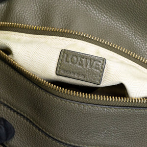 LOEWE MEDIUM PUZZLE BAG CALFSKIN OAT KHAKI GREEN GHW